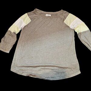 Maurices 24/7 Gray Ombre 3/4 Sleeve Tee – Size Medium – Colorblock Casual Top